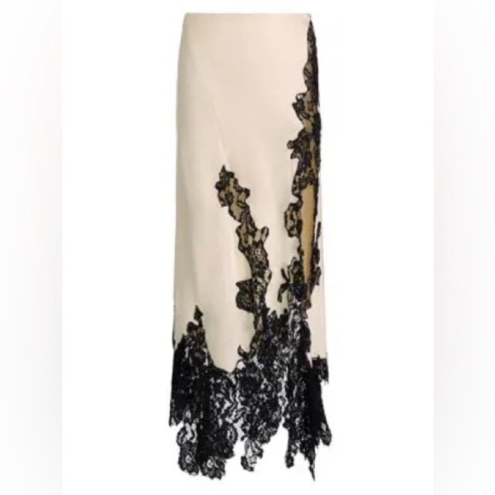 Ronny Kobo Collection Klindly satin lace Cream and Black Maxi Skirt - Picture 2 of 9